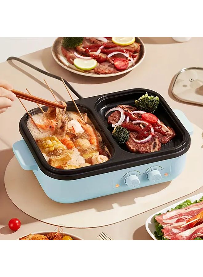 Blue 2 In 1 Electric Grill And Hot Pot 1300W Fast Heating Compact Indoor For 1 3 Person - Image 5